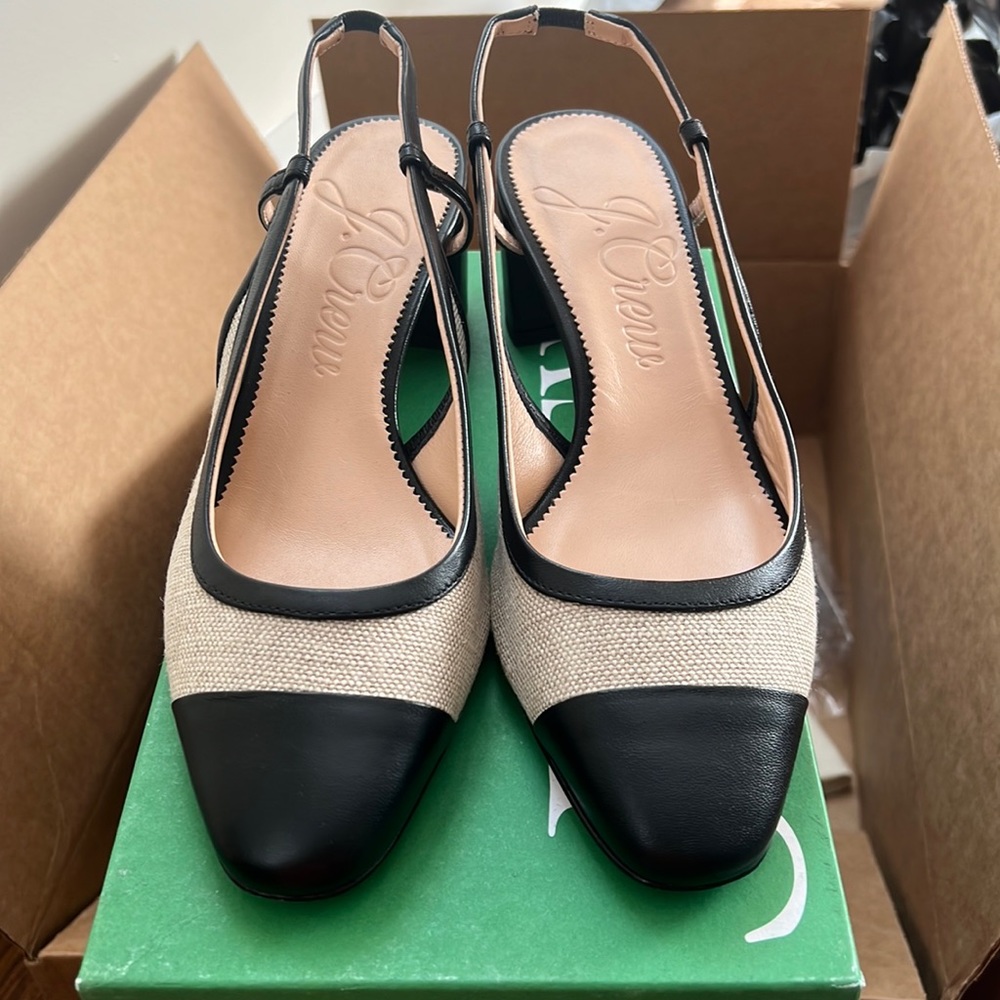JCREW Millie slingback heels in Italian linen
